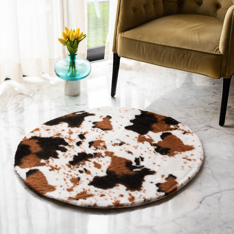 Vivid Brown Print Soft Faux Fur Rug