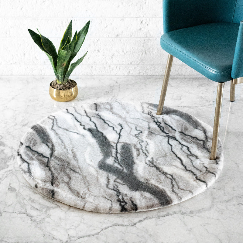 Abstract Slate Grey Soft Faux Fur Rug