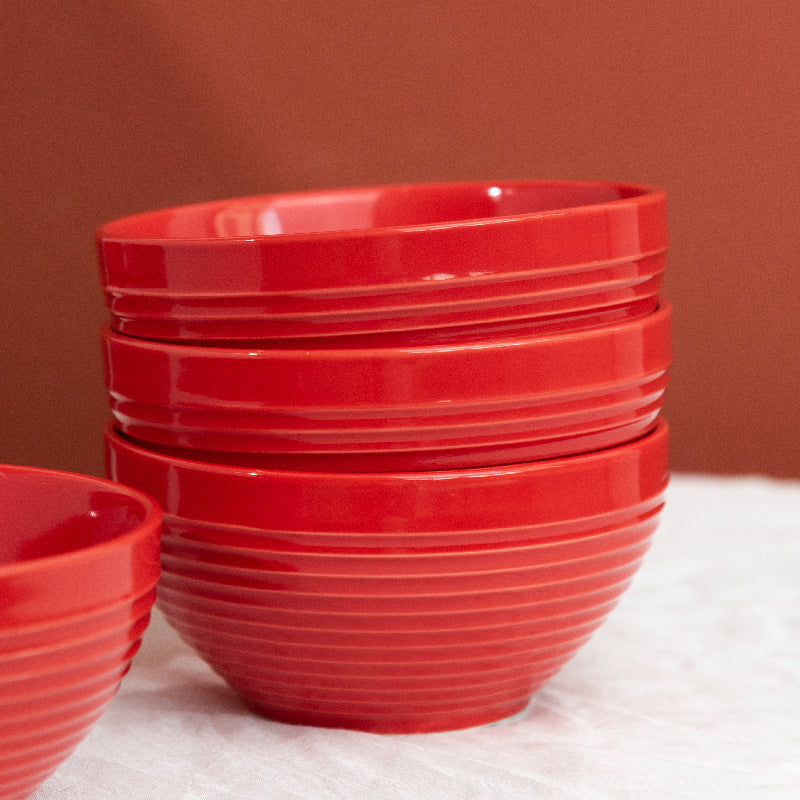 Rogue Red Swirl Bowl (Set of 4) Bowls June Trading   