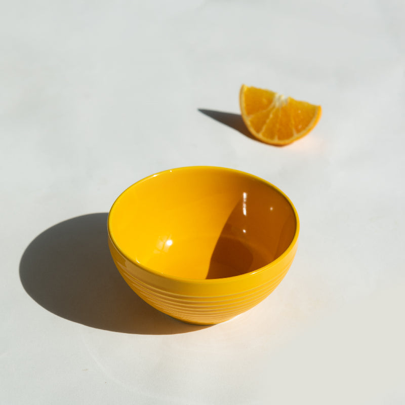 Mustard Yellow Swirl Bowl Bowls June Trading   