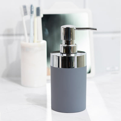 Idyllic Round Bathroom Liquid Dispenser Soap Dispenser June Trading Stone Grey  
