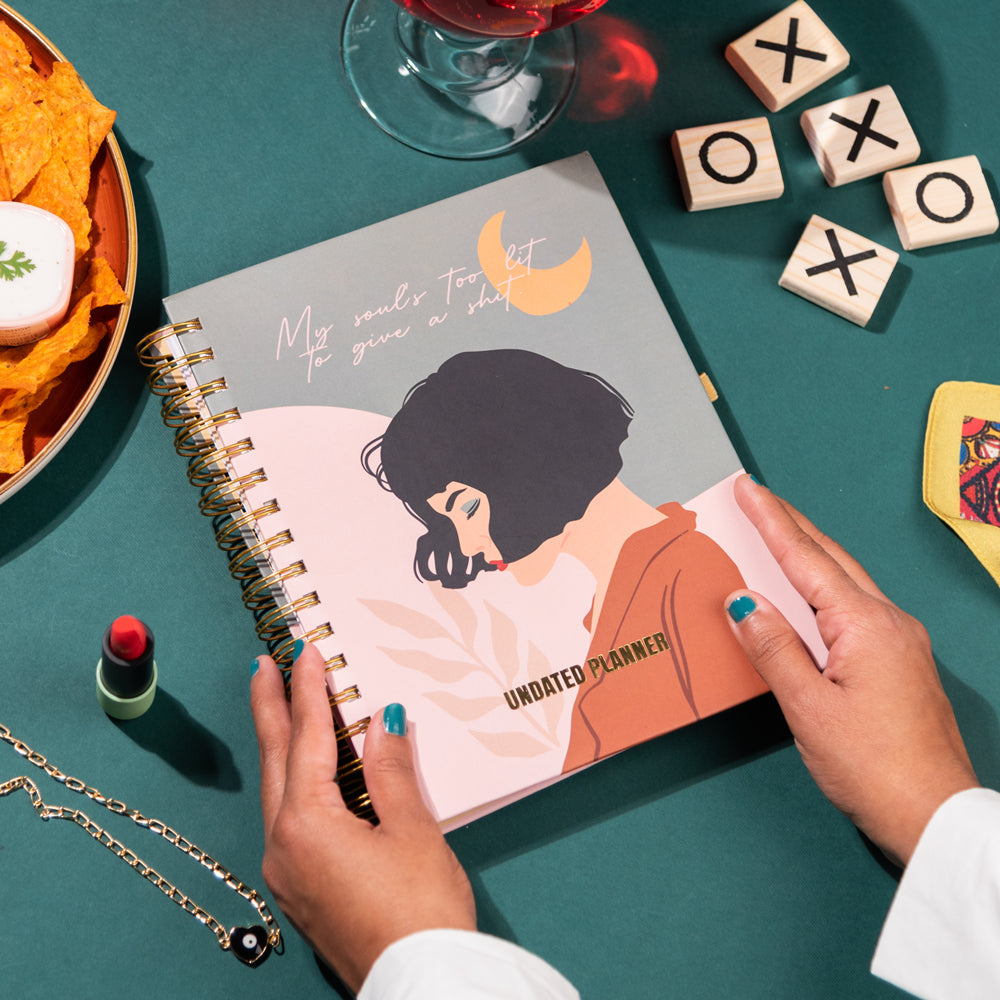 Undated Yearly Planner - My Soul's Too Lit (2023 Collection) + Ultimate Sticker Book Undated Planners June Trading   