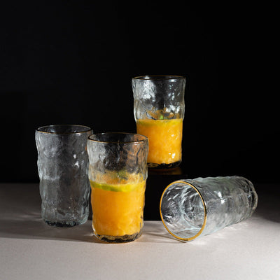 Lavish Frosted Glass Set Of 4 (Large) Glasses June Trading   