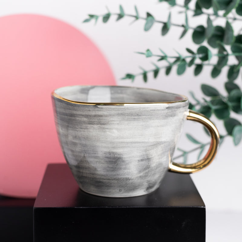 Glazed Uneven Gold Accent Coffee Mug Coffee Mugs June Trading   