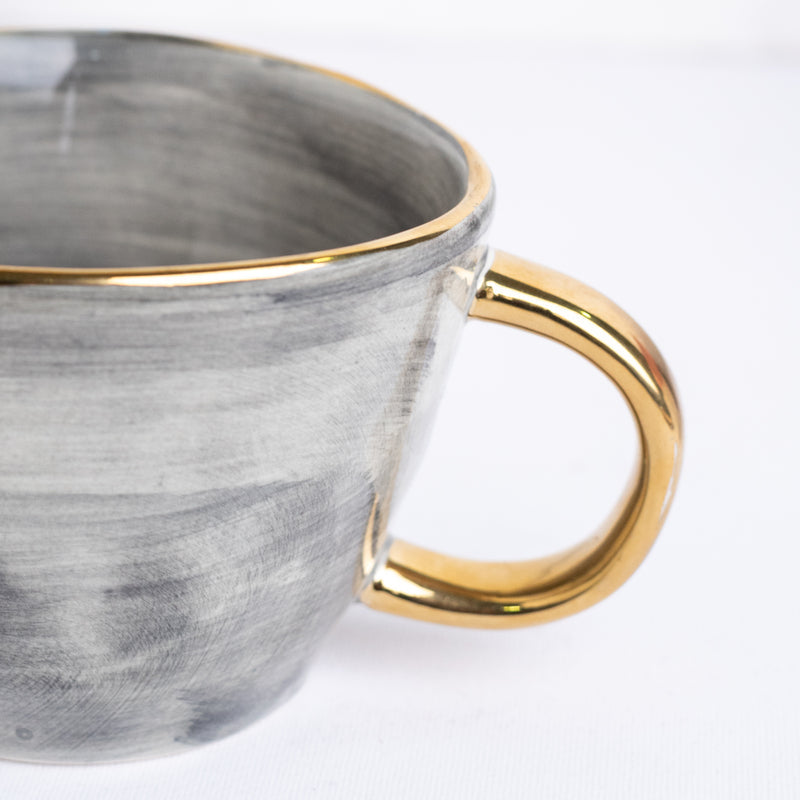 Glazed Uneven Gold Accent Coffee Mug Coffee Mugs June Trading   