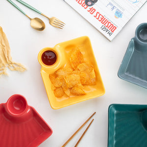 Crinkled Appetiser & Starter Plate With Dip Snack Plate June Trading   