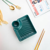 Crinkled Appetiser & Starter Plate With Dip Snack Plate June Trading Hunter Green  
