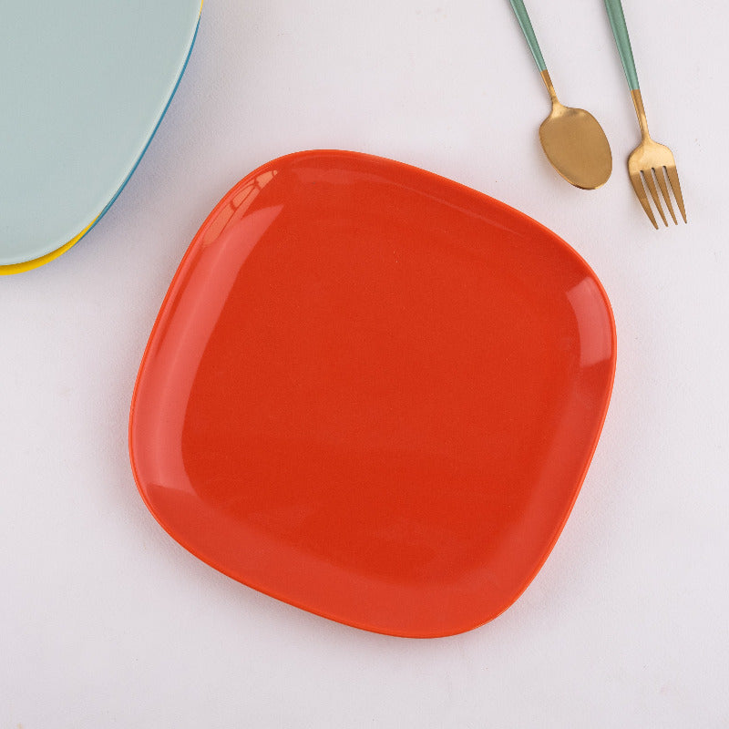 Vibrant Hue Ceramic Serving Plate Dinner Plates June Trading True Red  