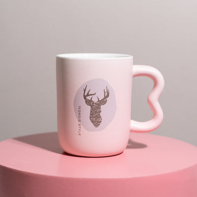 Reindeer Embellished Ceramic Coffee Mugs Coffee Mugs June Trading Abstract Reindeer Cup (1Pc)  