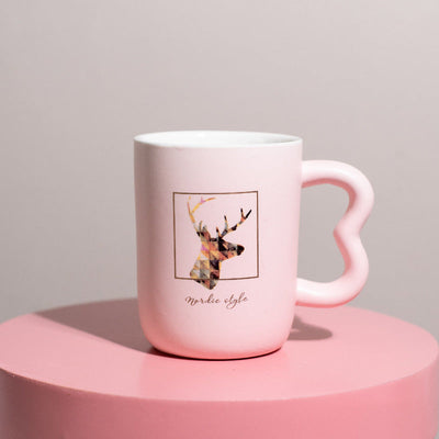 Reindeer Embellished Ceramic Coffee Mugs Coffee Mugs June Trading Artistic Reindeer Cup (1Pc)  