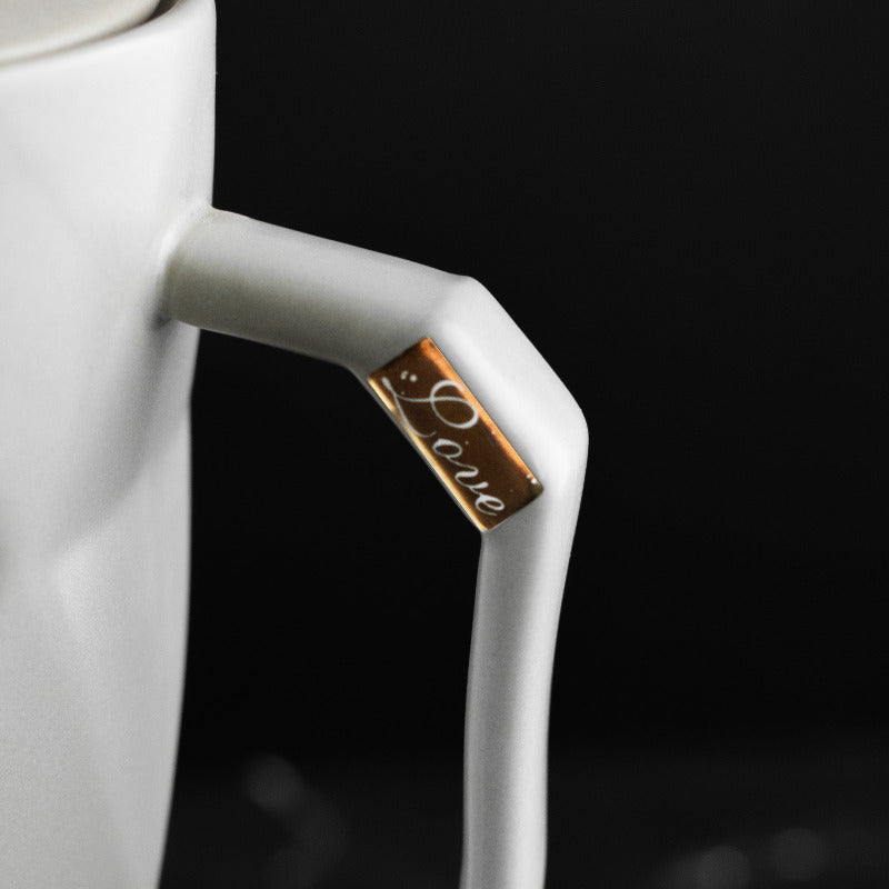 Geometrical Ceramic Tea Cup & Tea Pot Set With Serving Tray Tea & Coffee Sets June Trading   