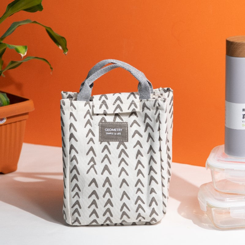 Monochromatic Aztec Print Heat Insulated Lunch Bag Insulated Lunch Bags June Trading Grey Arrow  
