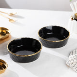 Hammered Textured Gold Rim Salad Bowl (Set of 2) Pasta Bowl June Trading Jade Black  