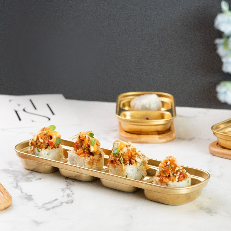 Gold Finish Sauce & Dip Platter Serving Platters June Trading   