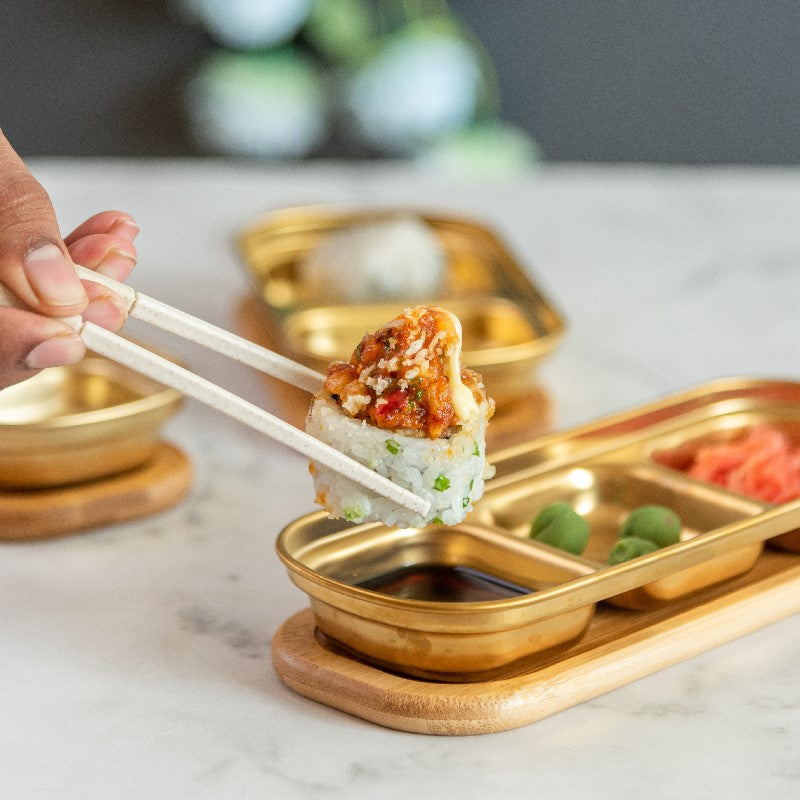 Gold Finish Sauce & Dip Platter Serving Platters June Trading   