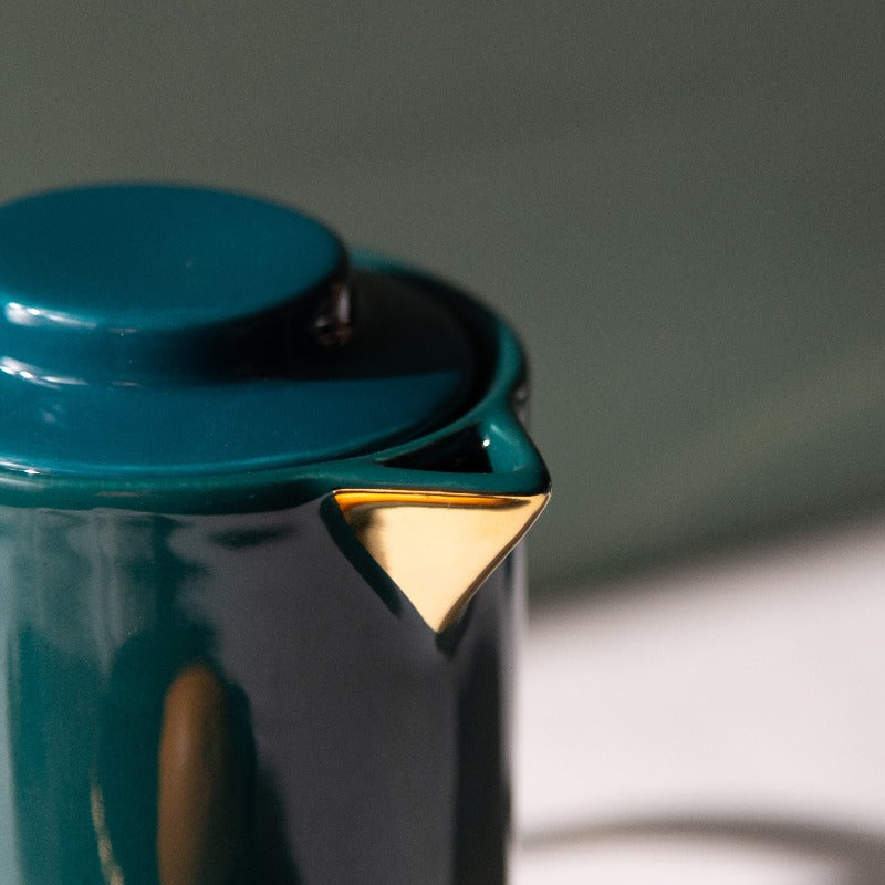 Hint Of Gold Emerald Tea Pot Drink Dispenser June Trading   