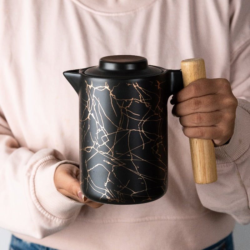 Gold Marble Pattern Tea Pot Drink Dispenser June Trading   