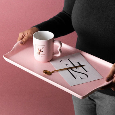 Soft Pink Ceramic Serving Tray Serving Tray June Trading   