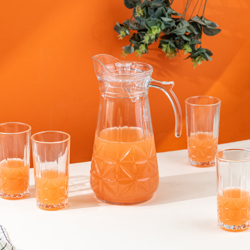 Intricate Cut Glass Jug & Tumbler Set Glasses & Jug Set June Trading   