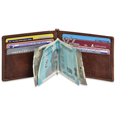 Leather Money Clip Wallet - Brown Wallet Portlee   