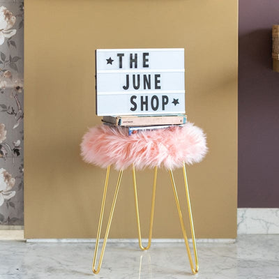 Fur Stool - Rose Pink Fur Stools June Trading 18 inch  