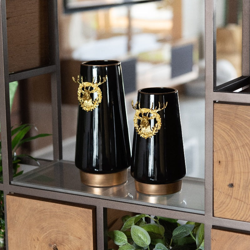 Ceramic Gold Plated Reindeer Vase Vases June Trading   