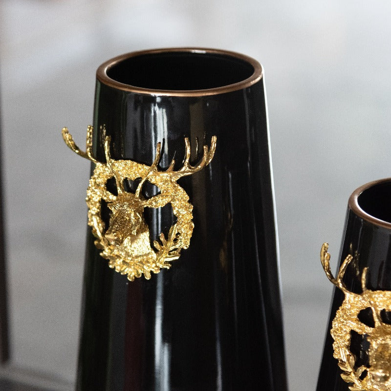Ceramic Gold Plated Reindeer Vase Vases June Trading   