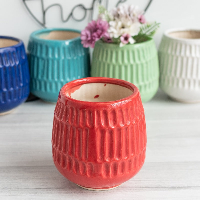 Textured Planter - Resin Pot Planters June Trading Red  
