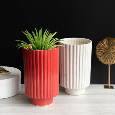 Tall Textured Planter - Resin Pot Planters June Trading   