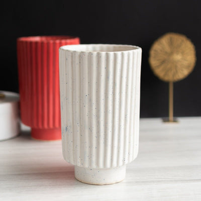 Tall Textured Planter - Resin Pot Planters June Trading White  