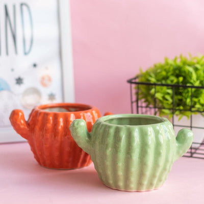Cactus Planter - Hand Painted Mini Resin Pot Planters June Trading   