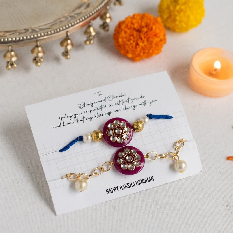 Ruby - Traditional Rakhis For Bhaiya & Bhabhi (Set Of 2) Rakhis June Trading   