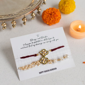 Precious Pearls and Jadau - Traditional Rakhis For Bhaiya & Bhabhi (Set Of 2) Rakhis June Trading   