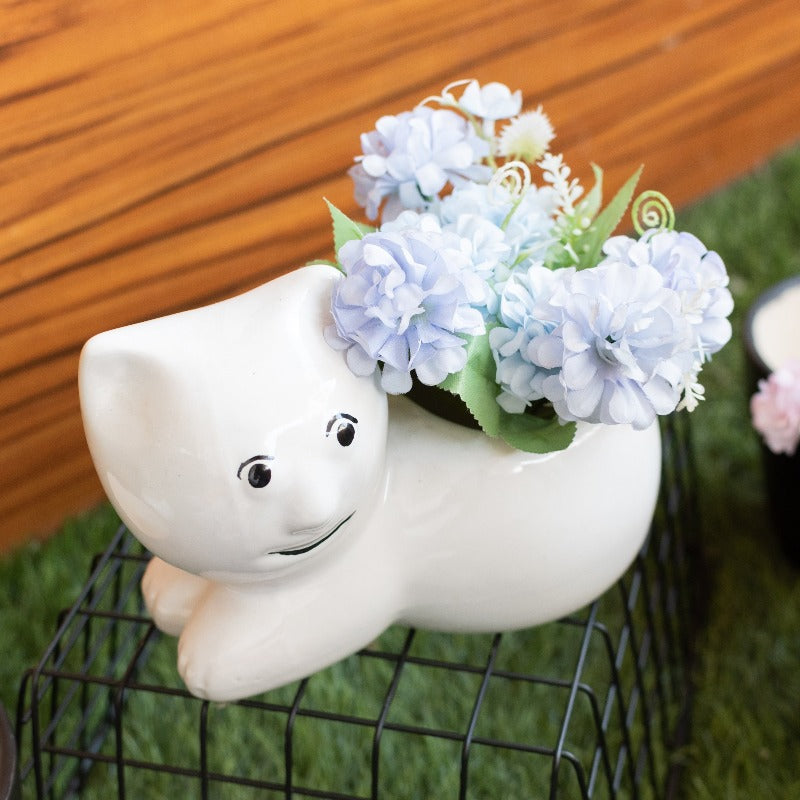 Kitty Planter - Hand Painted Mini Resin Pot Planters June Trading   