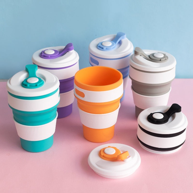 Silicone Travel Collapsible Coffee Cup Sippers June Trading   