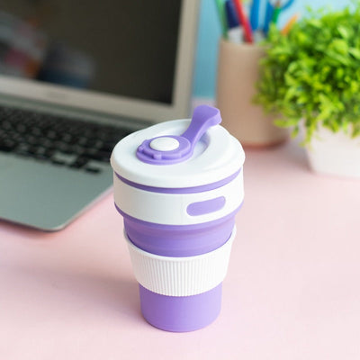 Silicone Travel Collapsible Coffee Cup Sippers June Trading Lilac Purple  