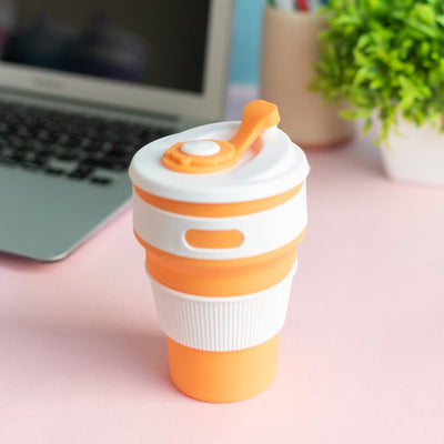 Silicone Travel Collapsible Coffee Cup Sippers June Trading Carrot Orange  