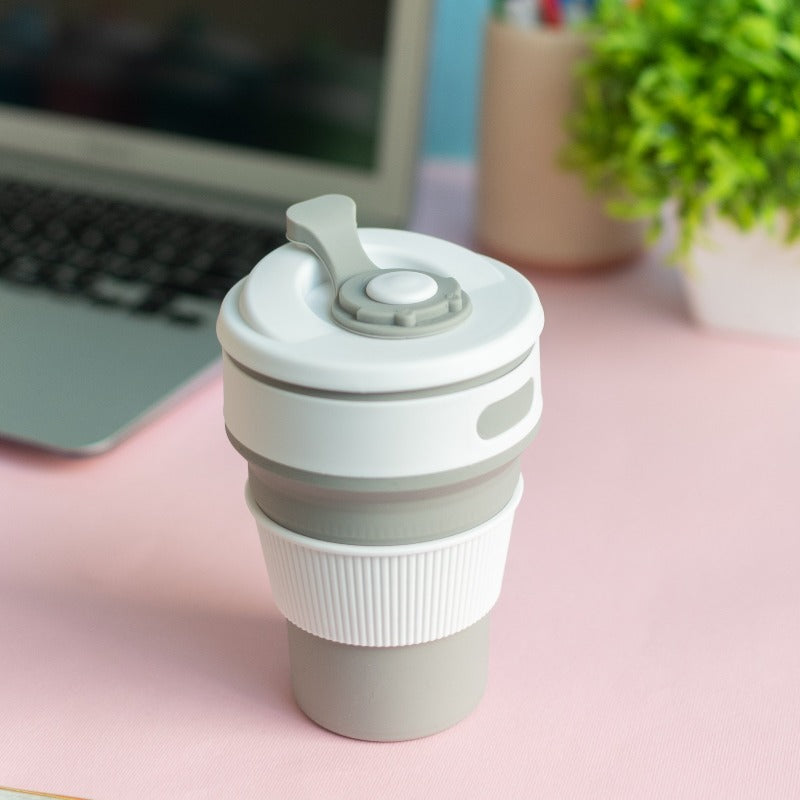 Silicone Travel Collapsible Coffee Cup Sippers June Trading Slate Grey  