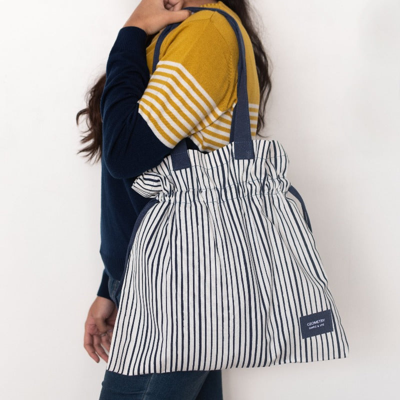 Blue Stripes Print Shoulder Bag Shoulder Bag June Trading   