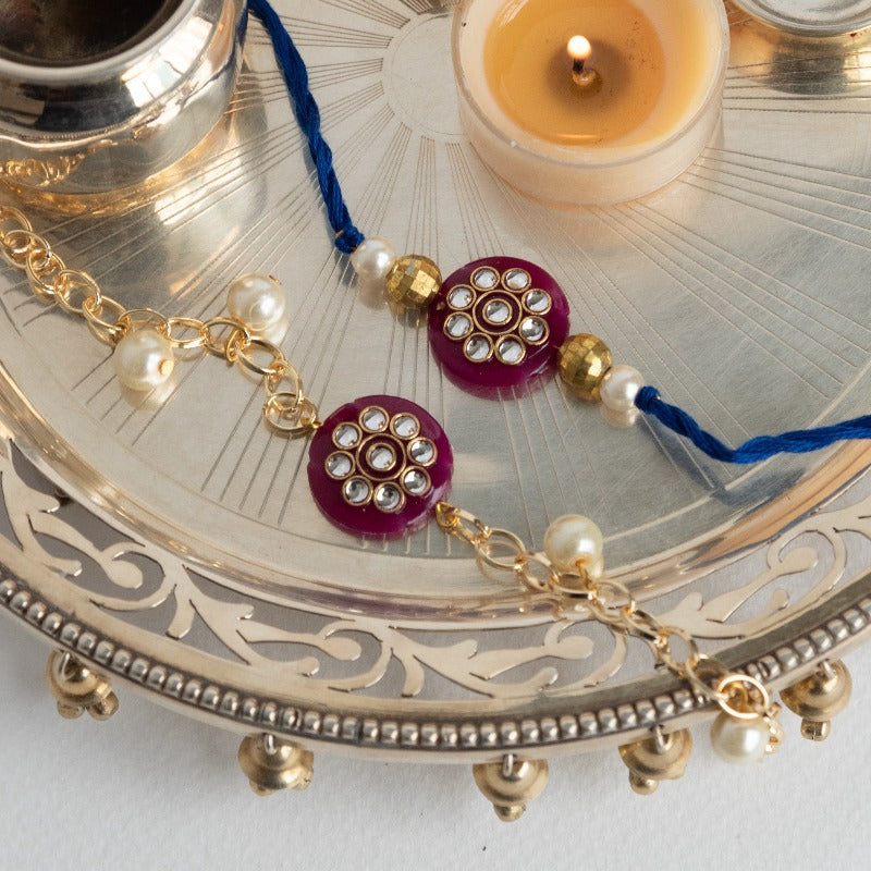 Ruby - Traditional Rakhis For Bhaiya & Bhabhi (Set Of 2) Rakhis June Trading   
