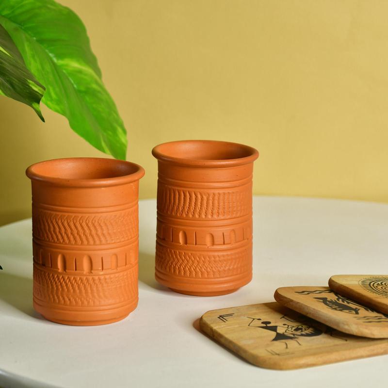 Sowpeace Premium Set of 2 Unglazed Terracotta Tumbler