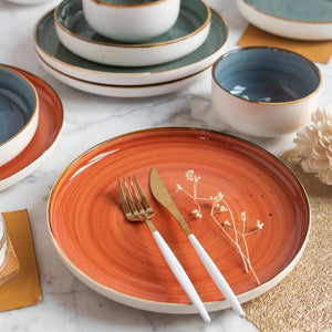 Gold Rimmed Dinner Plate Dinner Plates June Trading Rust Orange Single Plate 