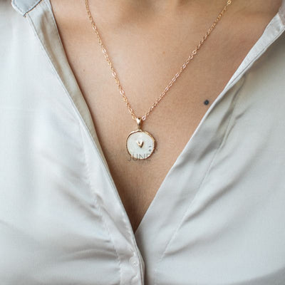 Gold Rimmed Gorgeous Heart Pendant - Neckalace Necklace June Trading   