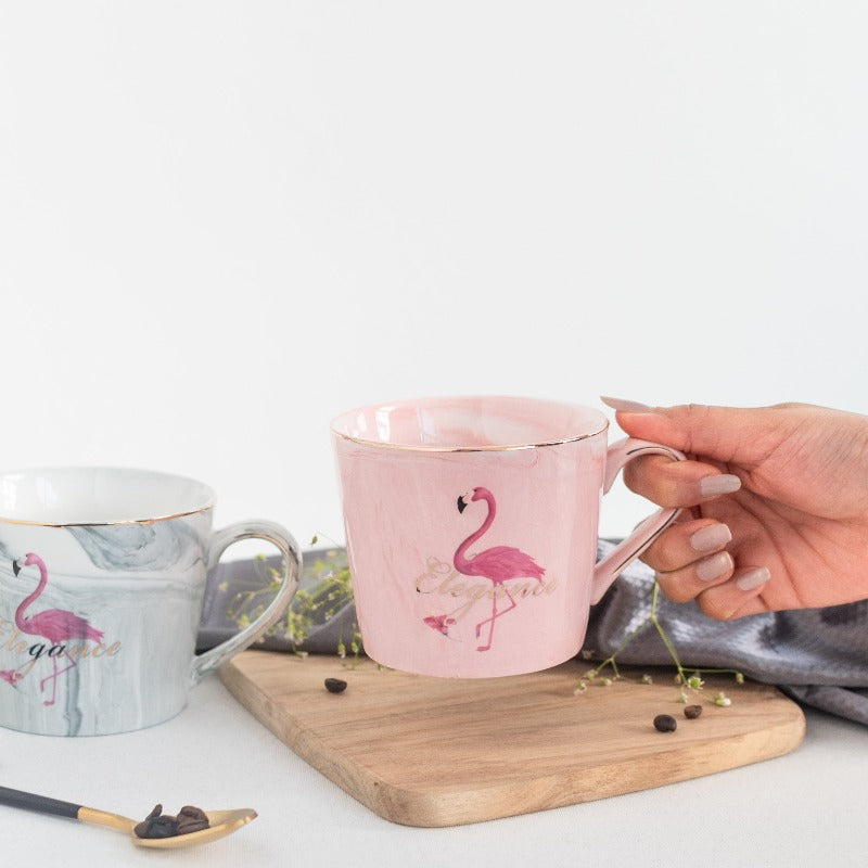 Dreamy Flamingo Marble Coffee Mug Coffee Mugs June Trading   