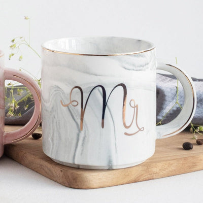 Mr and Mrs Marble Coffee Mug Coffee Mugs June Trading Mr(Grey)  