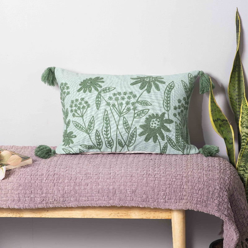 Sirevest Green Meadow Tassel Pillow Cover