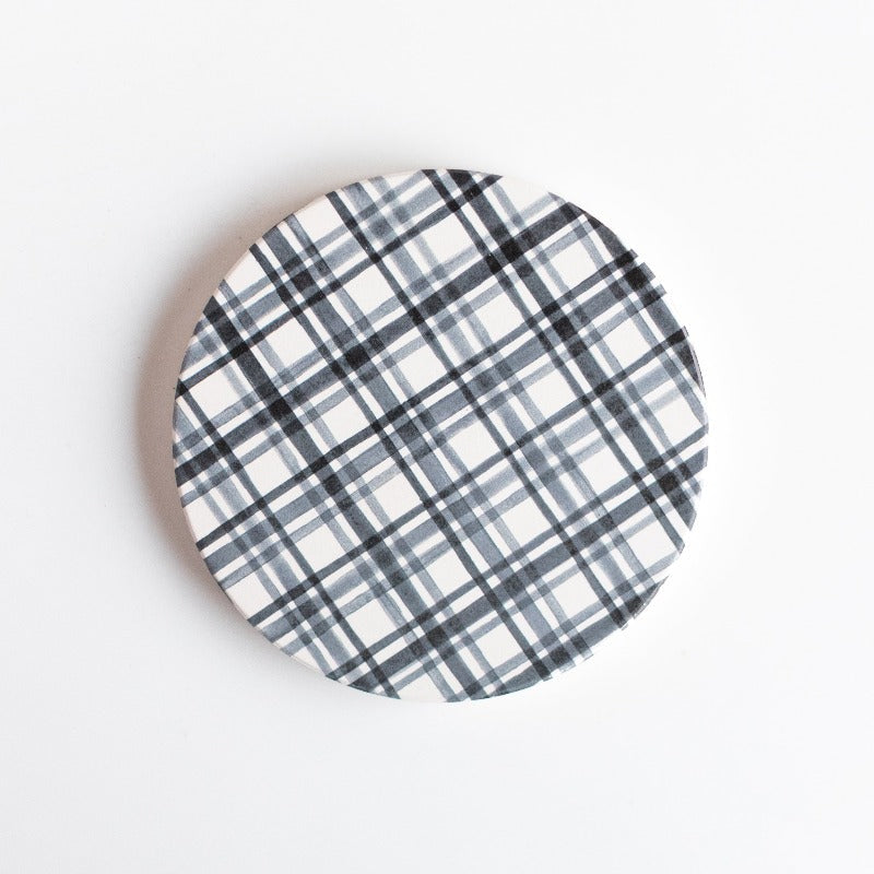 Checks Print Ceramic Coasters (Set of 4) Coasters June Trading   