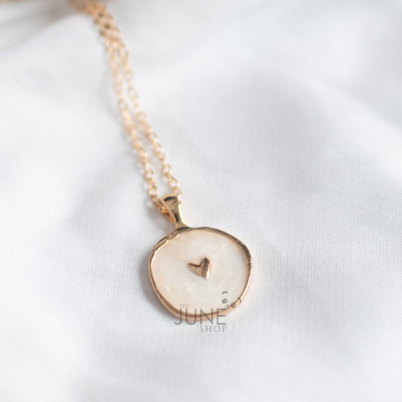 Gold Rimmed Gorgeous Heart Pendant - Neckalace Necklace June Trading   