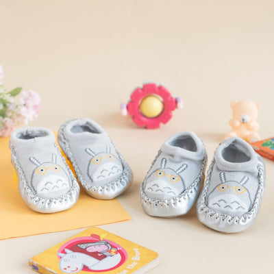 Rabbit - Baby Socks - Metallic Grey Baby Socks June Trading   