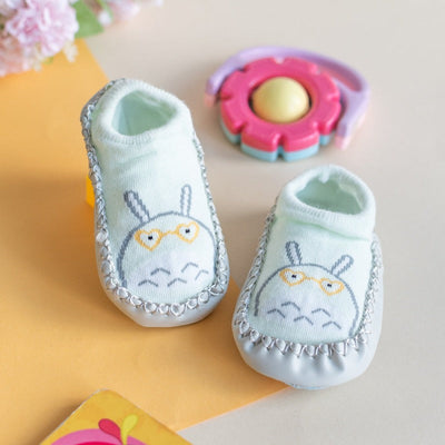 Rabbit - Baby Socks - Grey and Mint Baby Socks June Trading Large  
